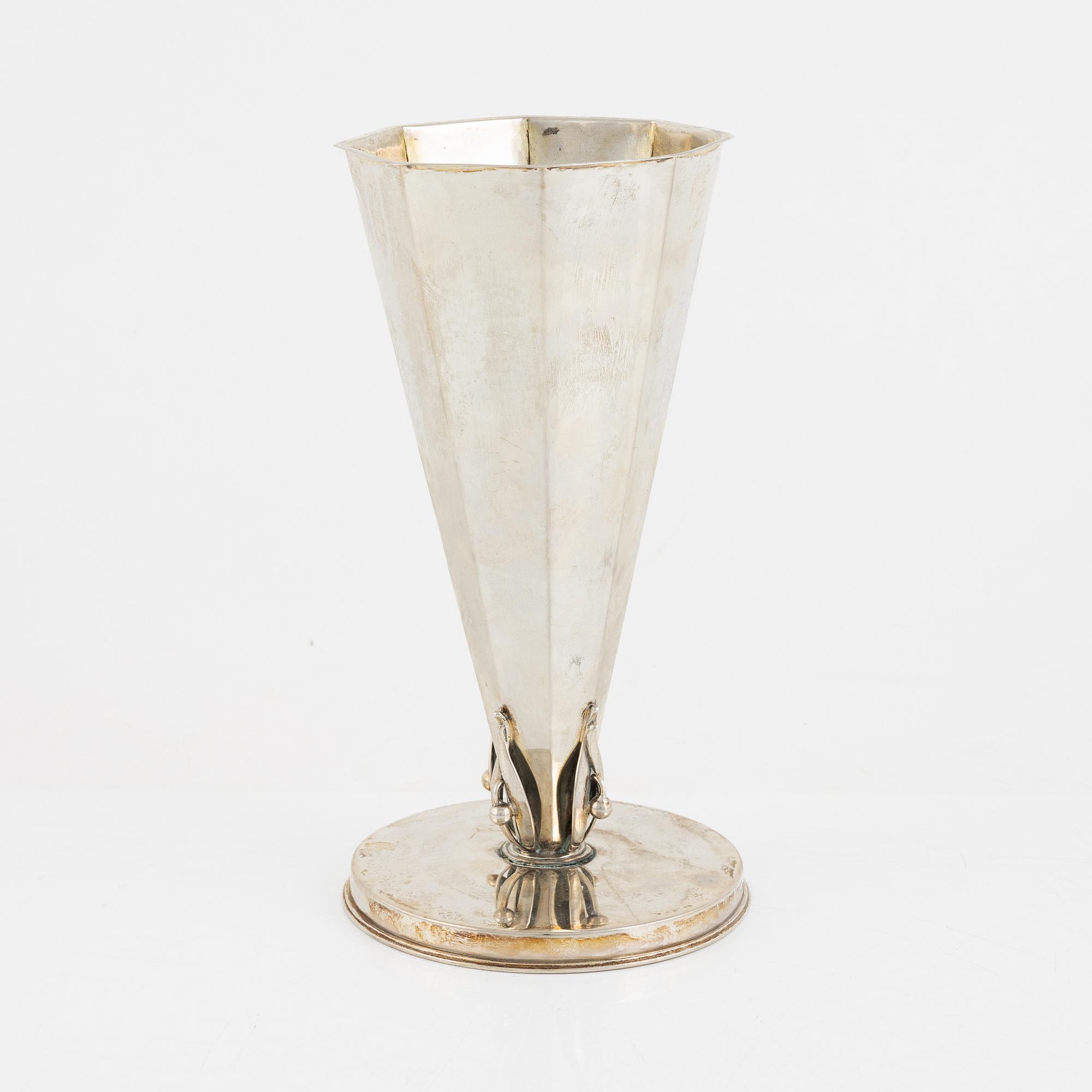 A Swedish silver vase, mark of CG Hallberg, Stockholm 1940.