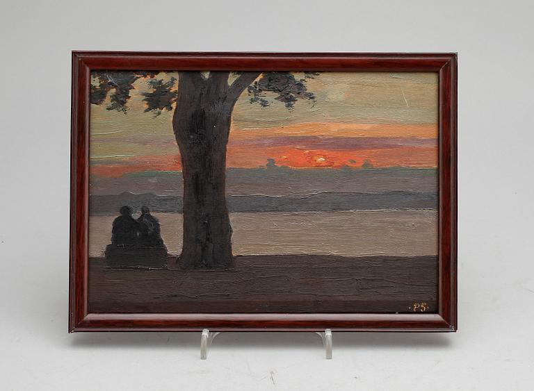 PELLE SWEDLUND, olja på pannå, monogramsign.