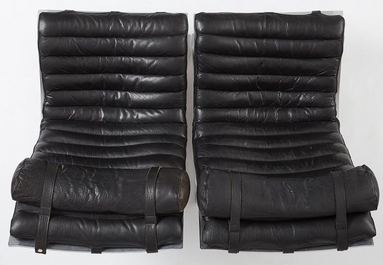 Arne Norell, a pair of black leather 'Ari' lounge chairs, Möbel AB Arne Norell, 1960-1970s.