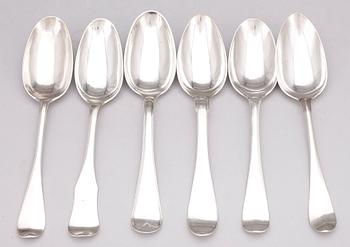 MATSKEDAR, 6 st, silver, bl a Berndt Halck, Halmstad, 1761, 1700-tal och sent 1800-tal. Totalvikt ca 350 gram.
