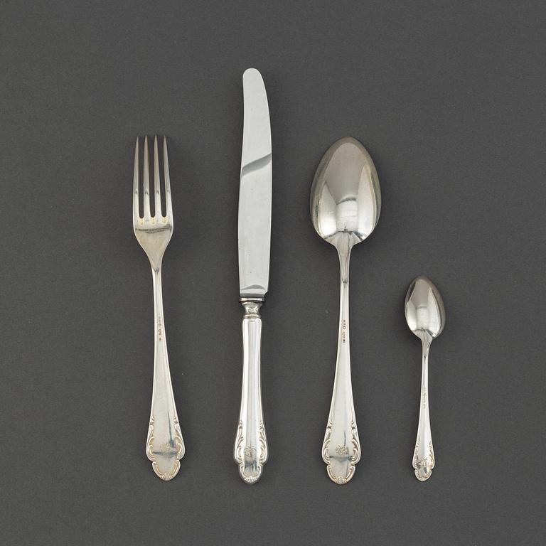 Bestick, 28 delar, silver, modell "Haga". Skandia Silver, Stockholm, 1930-tal.