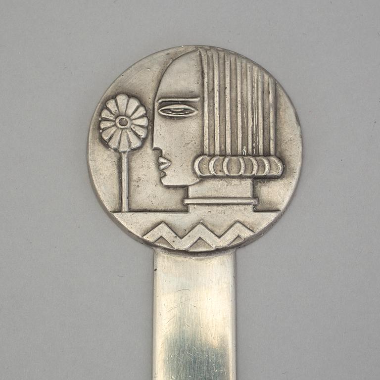 SYLVIA STAVE, brevkniv, tenn, art deco, för CG Hallberg, 1930-tal.