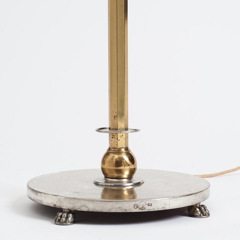 Nils Fougstedt, & Anna Petrus, a rare pewter and brass floor lamp, Svenskt Tenn, Stockholm 1929, model 763 A.