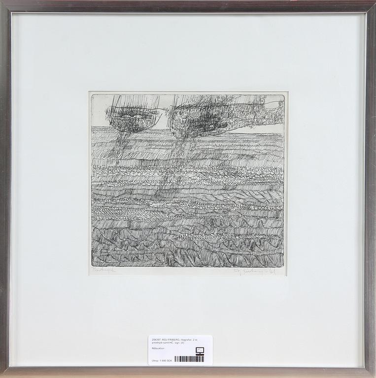 ROJ FRIBERG, litografier, 2 st, provtryck samt HC, sign.