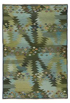 194. Barbro Nilsson, MATTO, "Tånga grön", flat weave, ca 253,5 x 177,5 cm, signed AB MMF BN.