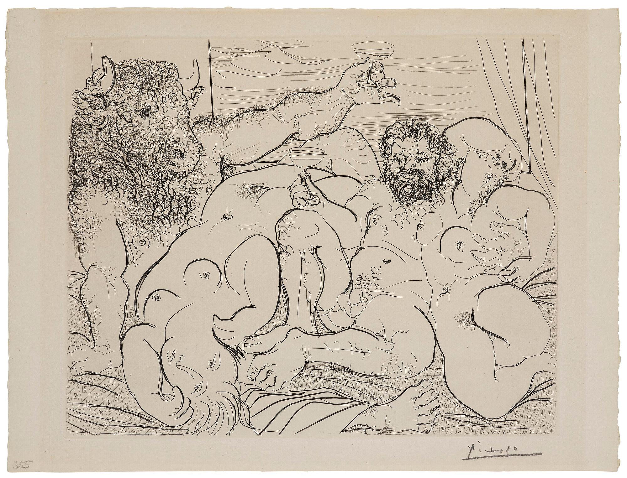Pablo Picasso, "Scène bacchique au Minotaure".