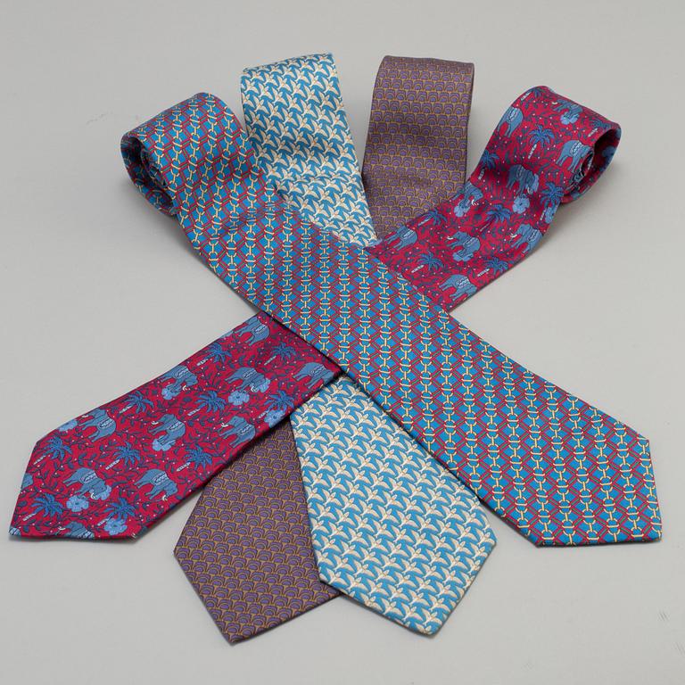 A set of four Hermès silk ties.