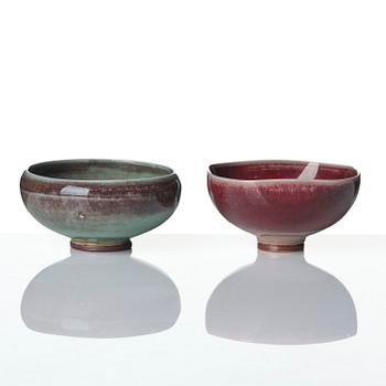 Berndt Friberg, a set of five stoneware vases and three bowls, Gustavsberg Studio 1969-76.