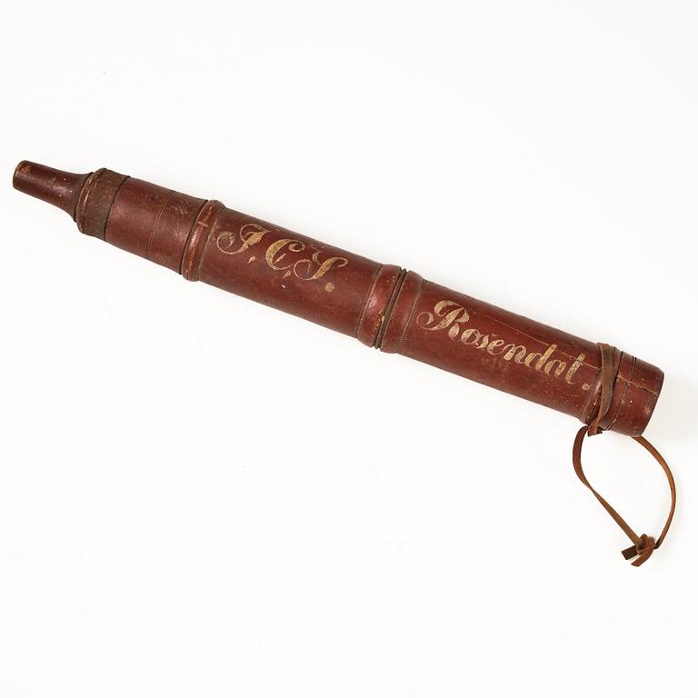 A Swedish stirrup pump , late 18th / early 19th century.