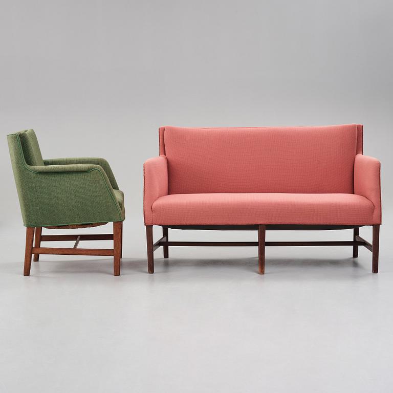 HANS J WEGNER, a sofa and easy chair for Johannes Hansen, Denmark 1940´s.