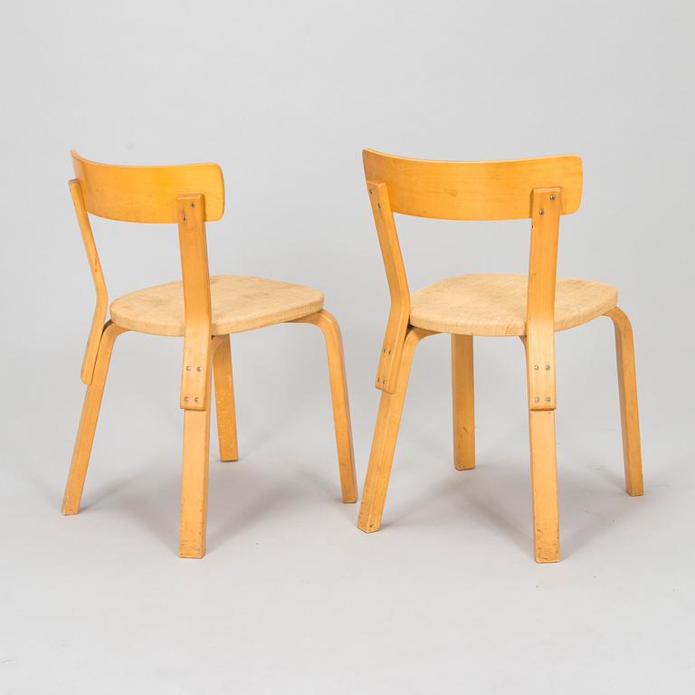 Alvar Aalto, tuoleja 2 kpl, malli 69, Artek 1960-luku.