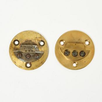 A pair of French Empire six-branch ormolu appliques, ca 1820's.