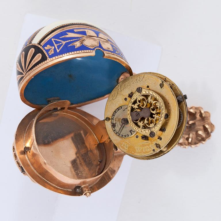 A gold verge pocket watch, hanhart, Wienna, early 19th century.