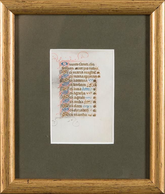 ILLUMINATED MANUSCRIPT, France 15th century, from the Book of Hours.