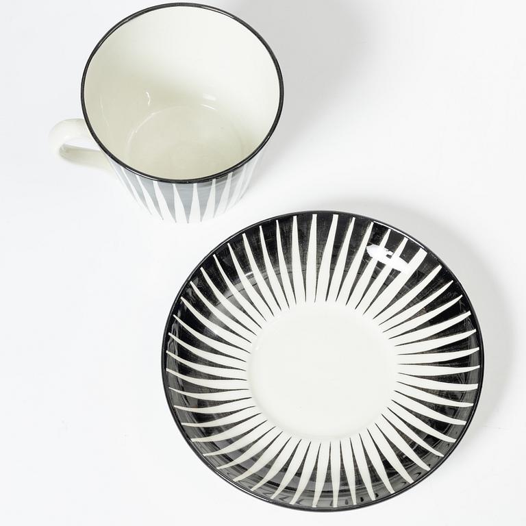 Eugen Trost, tea cups with saucers, 7 pieces, stoneware, "Zebra", Gefle, 1950s.
