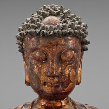 FIGUR, lergods, Buddha, tidigt 1900-tal.