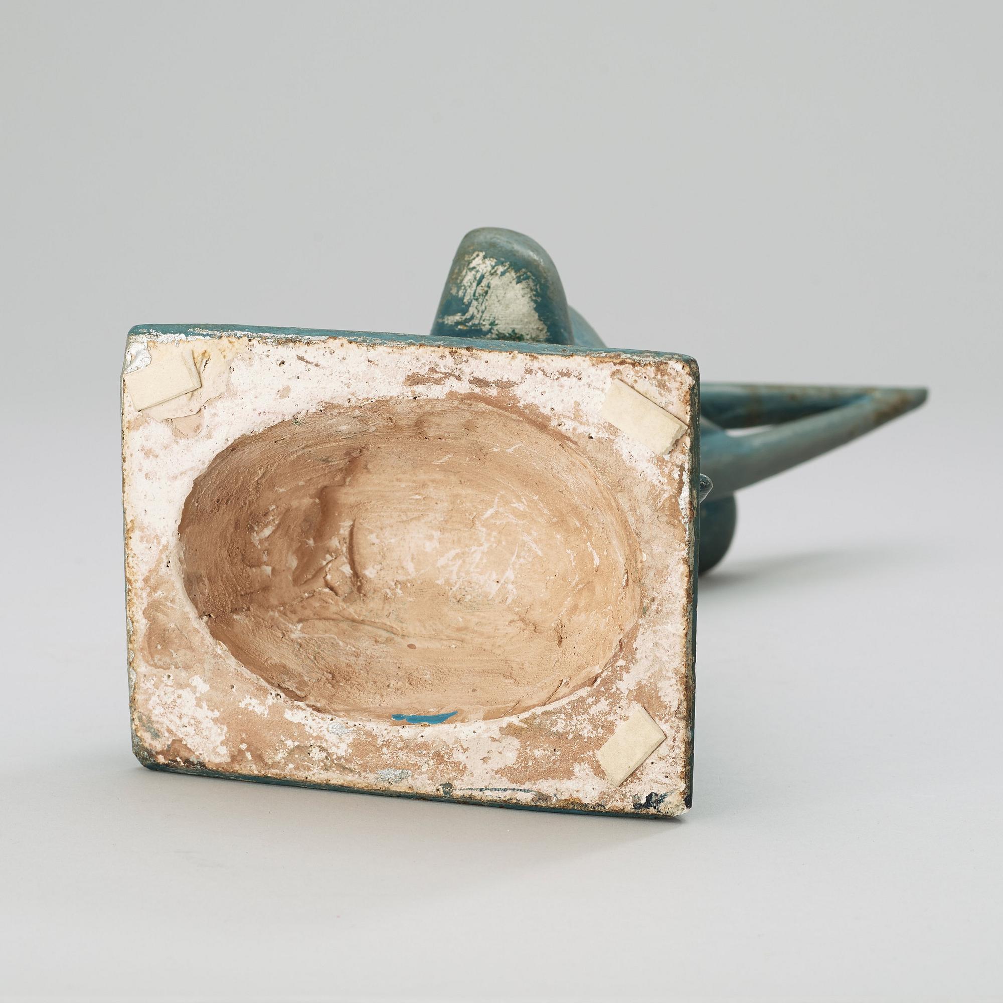 A Wiwen Nilsson painted plaster sculpture of a seated woman, ca 1925.