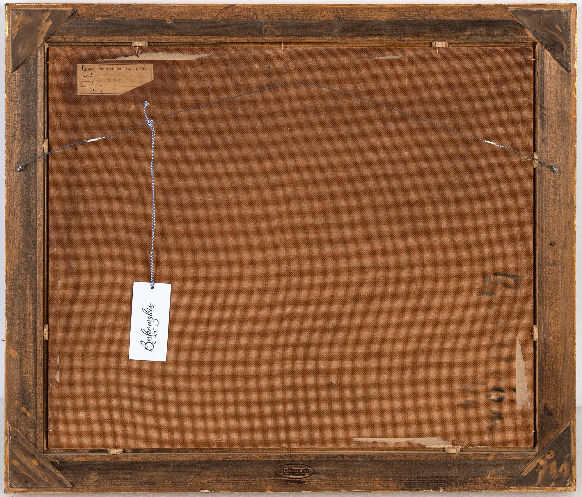 Tor Bjurström, oil on canvas, signed, also signed and dated -44 verso.