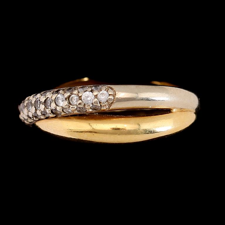 RING, 18K guld/vitguld, vita stenar.