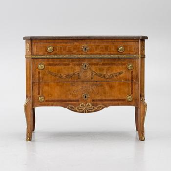 A Gustavian marquetry commode, Stockholm, late 18th century incorporating later elements.