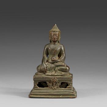 1305. A bronze figure of Buddha Sakyamuni, presumably Mongolia, 19th Century.