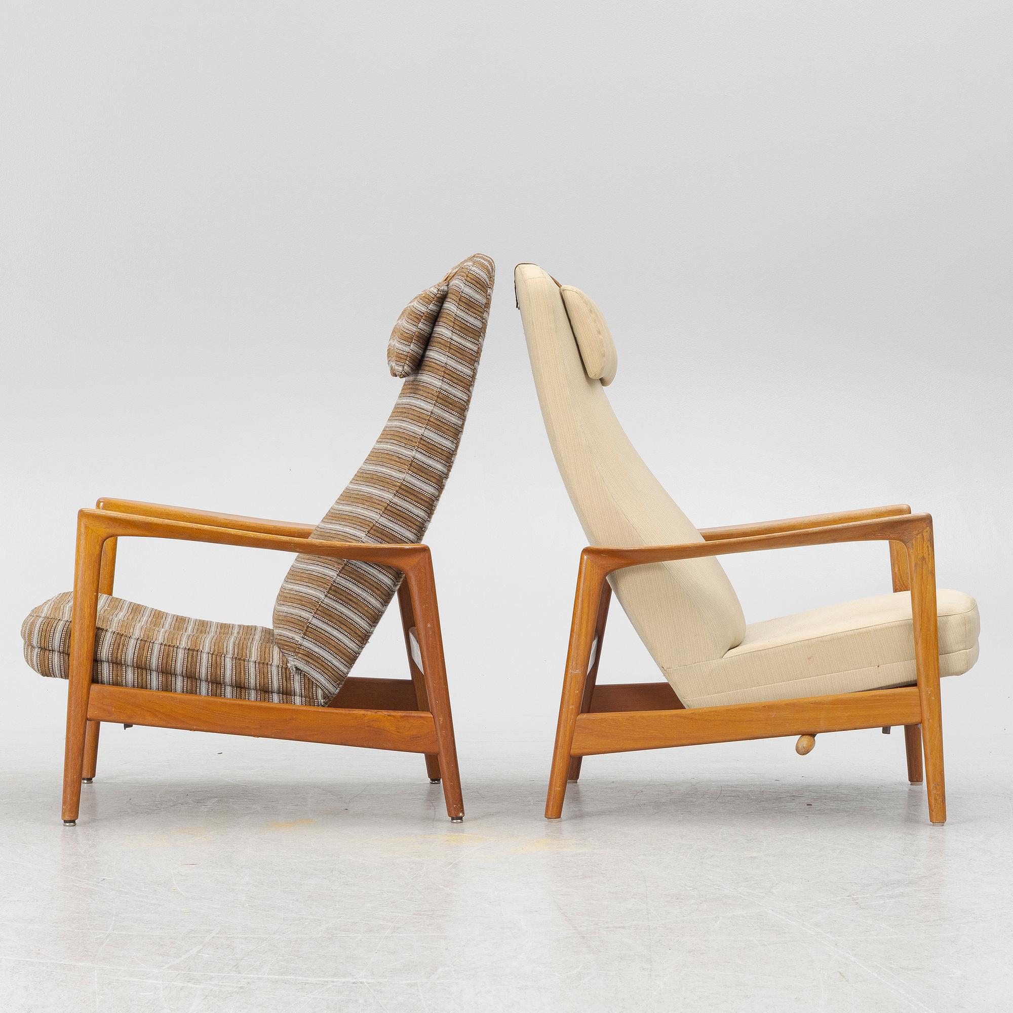 Folke Ohlson, two 'Siesta' armchairs, DUX, 1950s/60s.