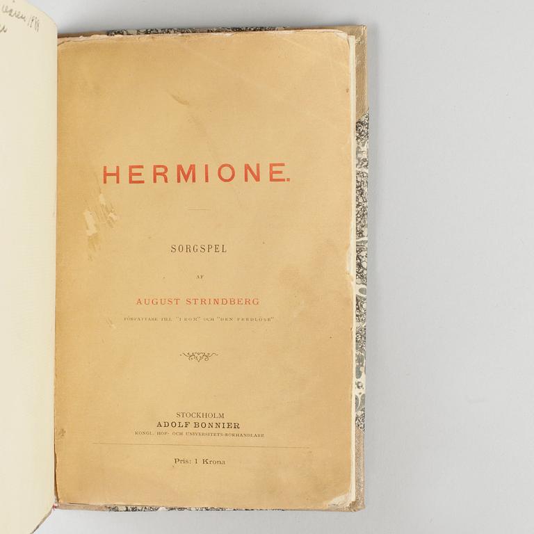 BOK, 2 exemplar "Hermione" av August Strindberg, Stockholm 1871.