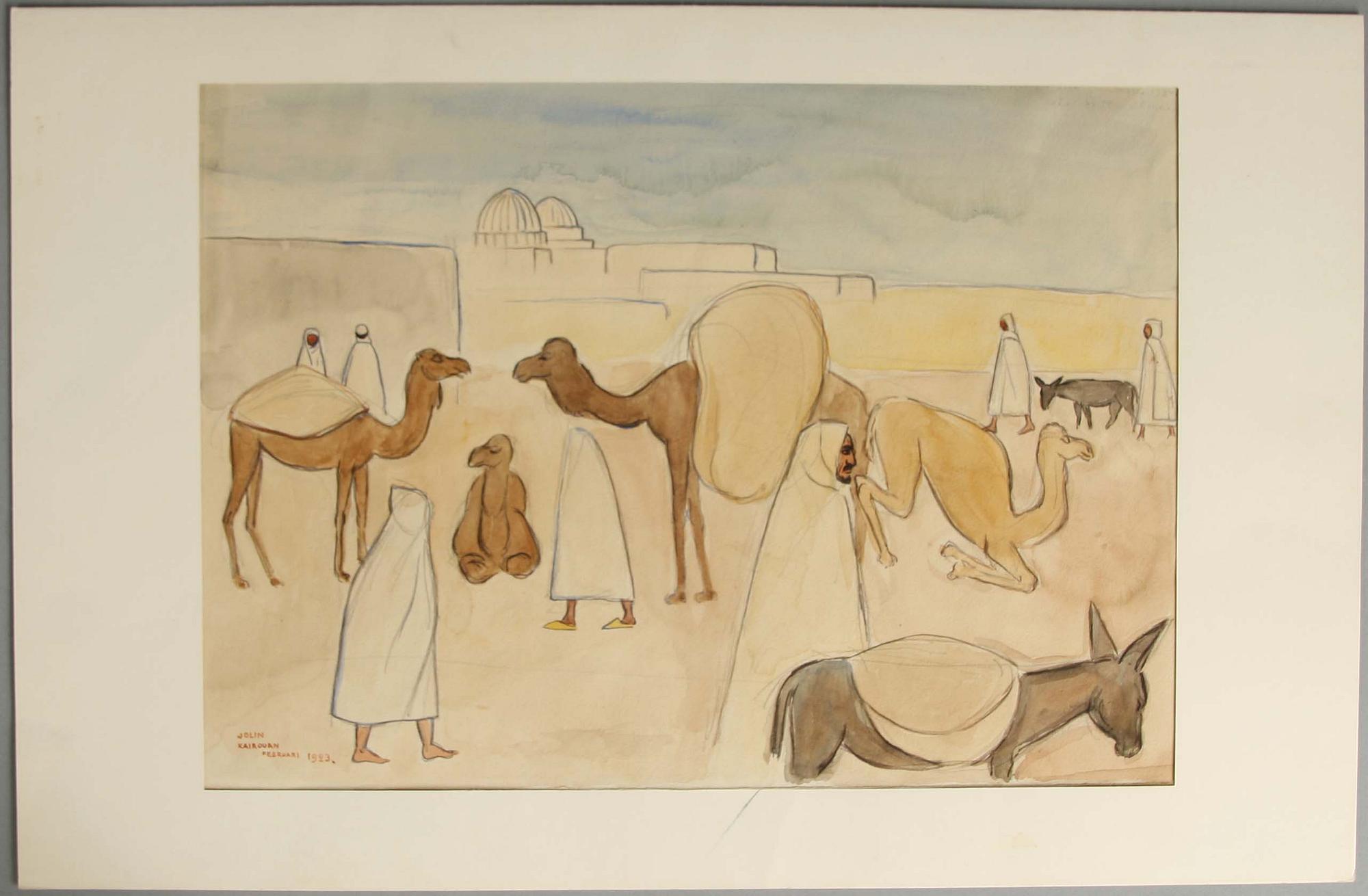EINAR JOLIN, akvarell, sign. och dat. Kairouan februari 1923.