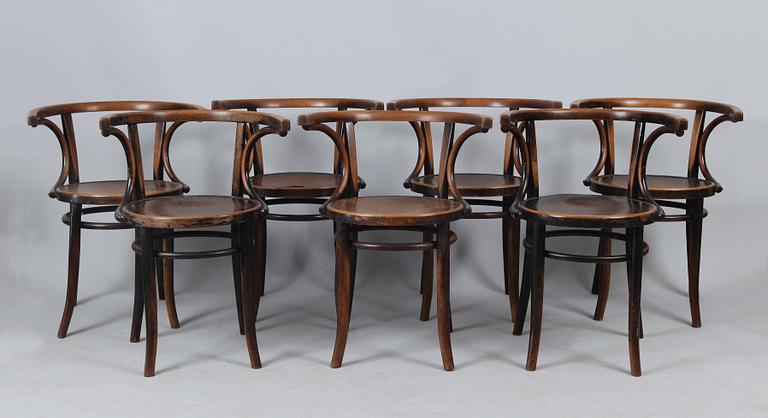 KARMSTOLAR, 7 st, tidigt 1900-tal, bla Thonet.