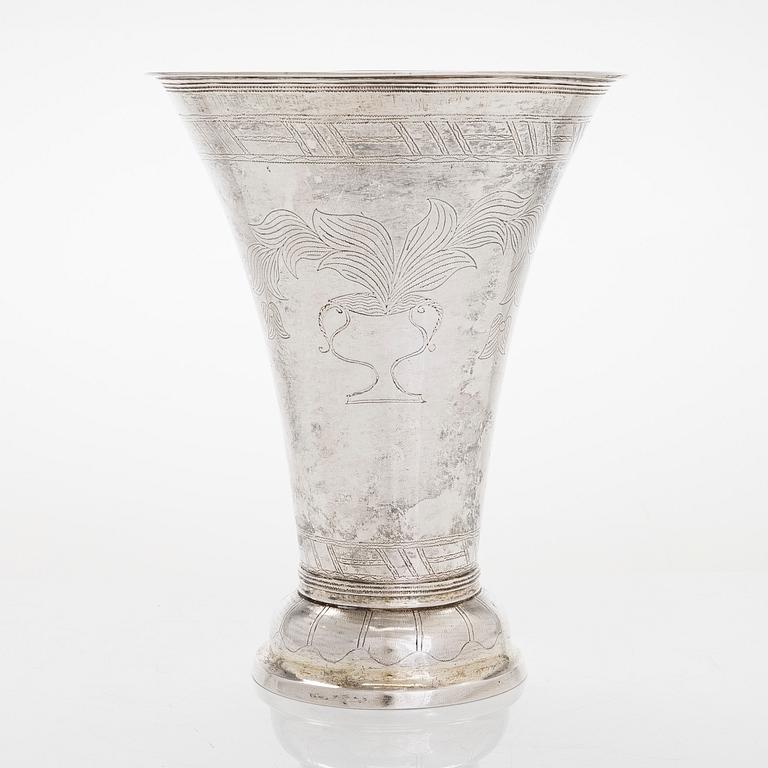 A late 18th-century silver beaker, maker's mark of Abraham Sundström, Västerås, Sweden 1796.