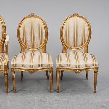 STOLAR samt KARMSTOLAR, 2+2 st, gustaviansk stil, 1900-talets första hälft.