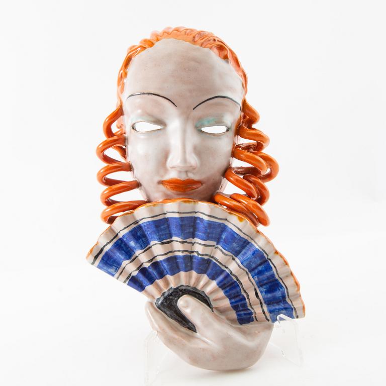 Rudolf Knörlein, väggmask, Goldscheider, Wien 1930-tal, modell 6542.