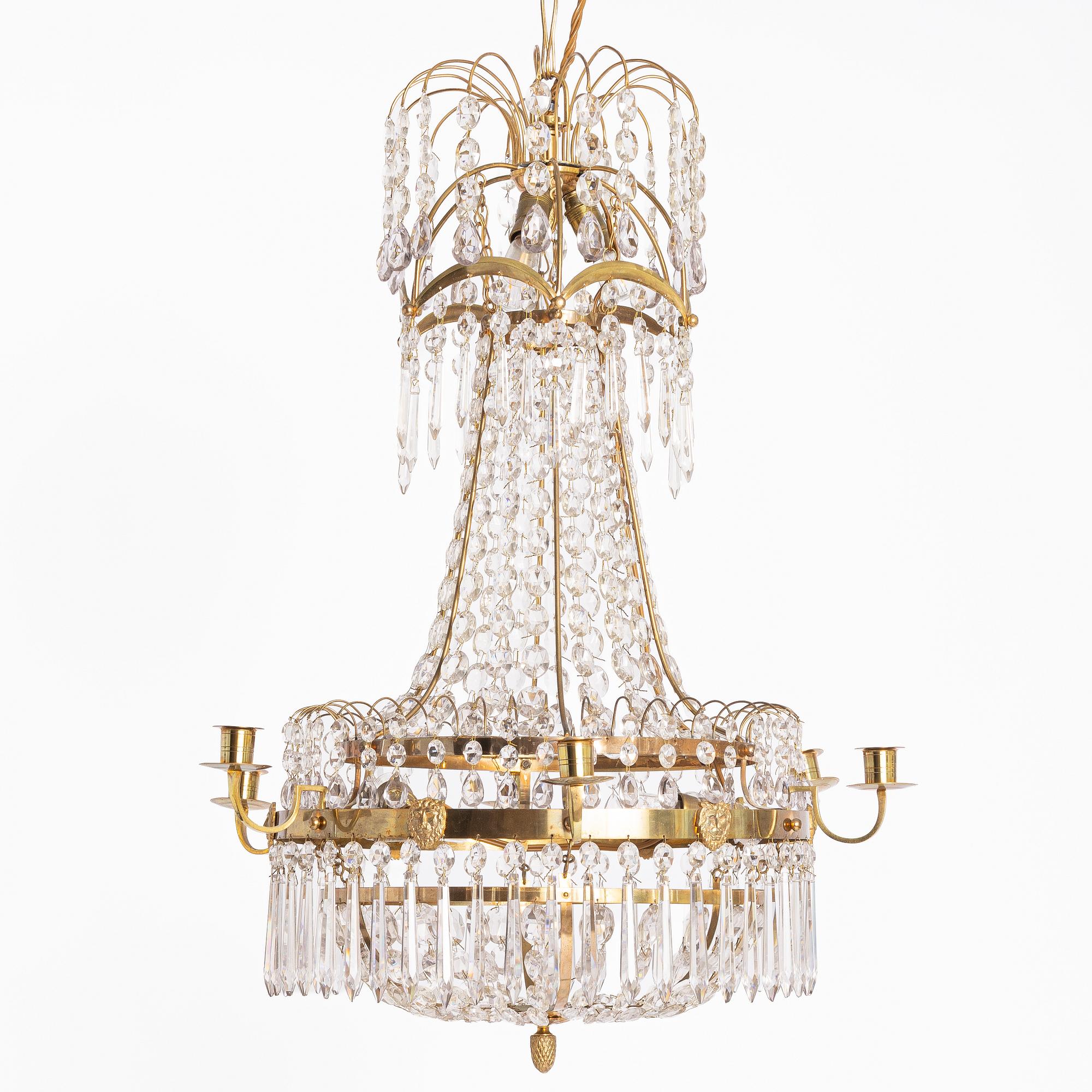 A Gustavian style chandelier, first half of the 20th Century.