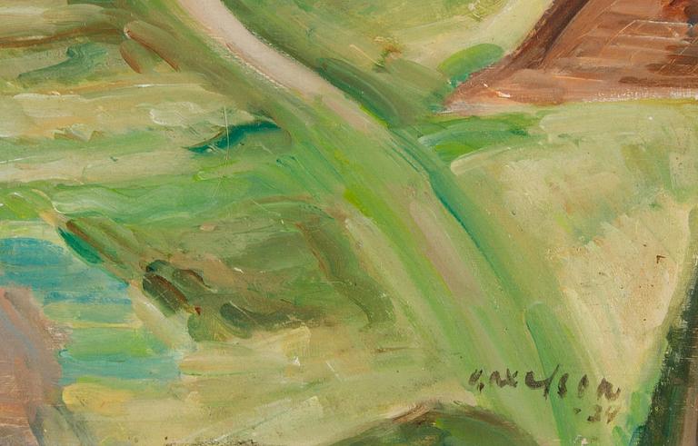 Victor Axelson, olja på pannå, signerad och daterad -29.