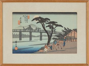 Ando Utagawa Hiroshige, after, a woodblock print in colours, 20th century.