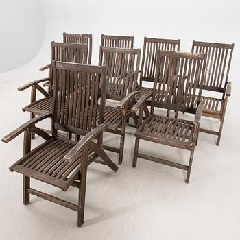 A 9 pcs stained teak garden suite by Brafab around 2000.