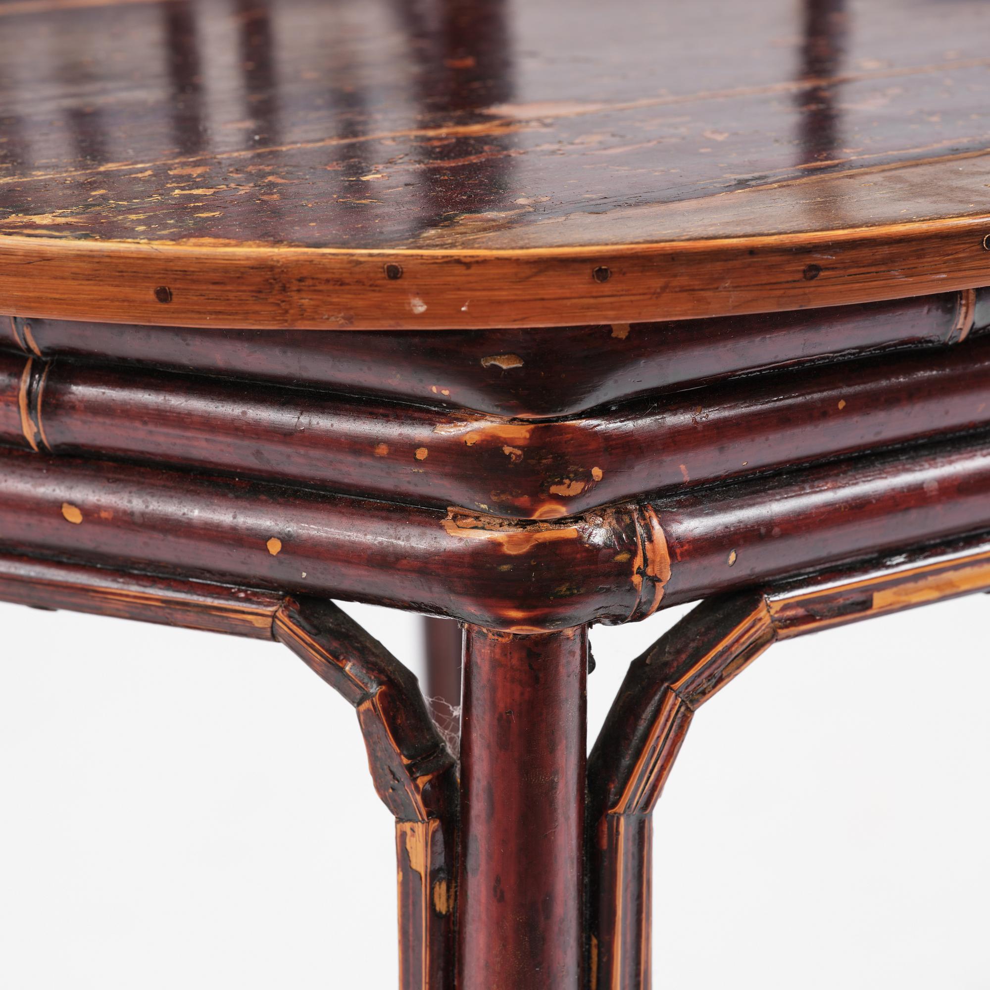 A Chinese bamboo horseshoeback armchair, late Qing dynasty.