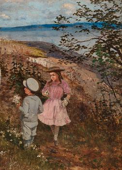 Victor Forssell, Children picking flowers in the archipelago.