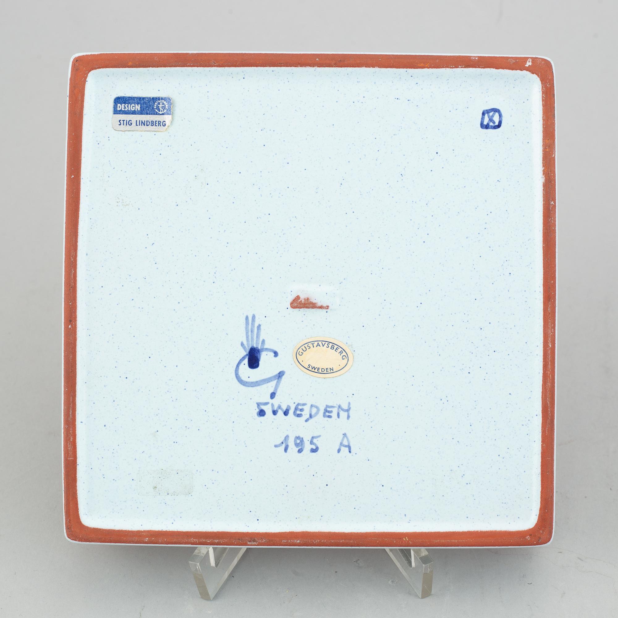 Stig Lindberg, vase and plate, "Karneval", Gustavsberg.