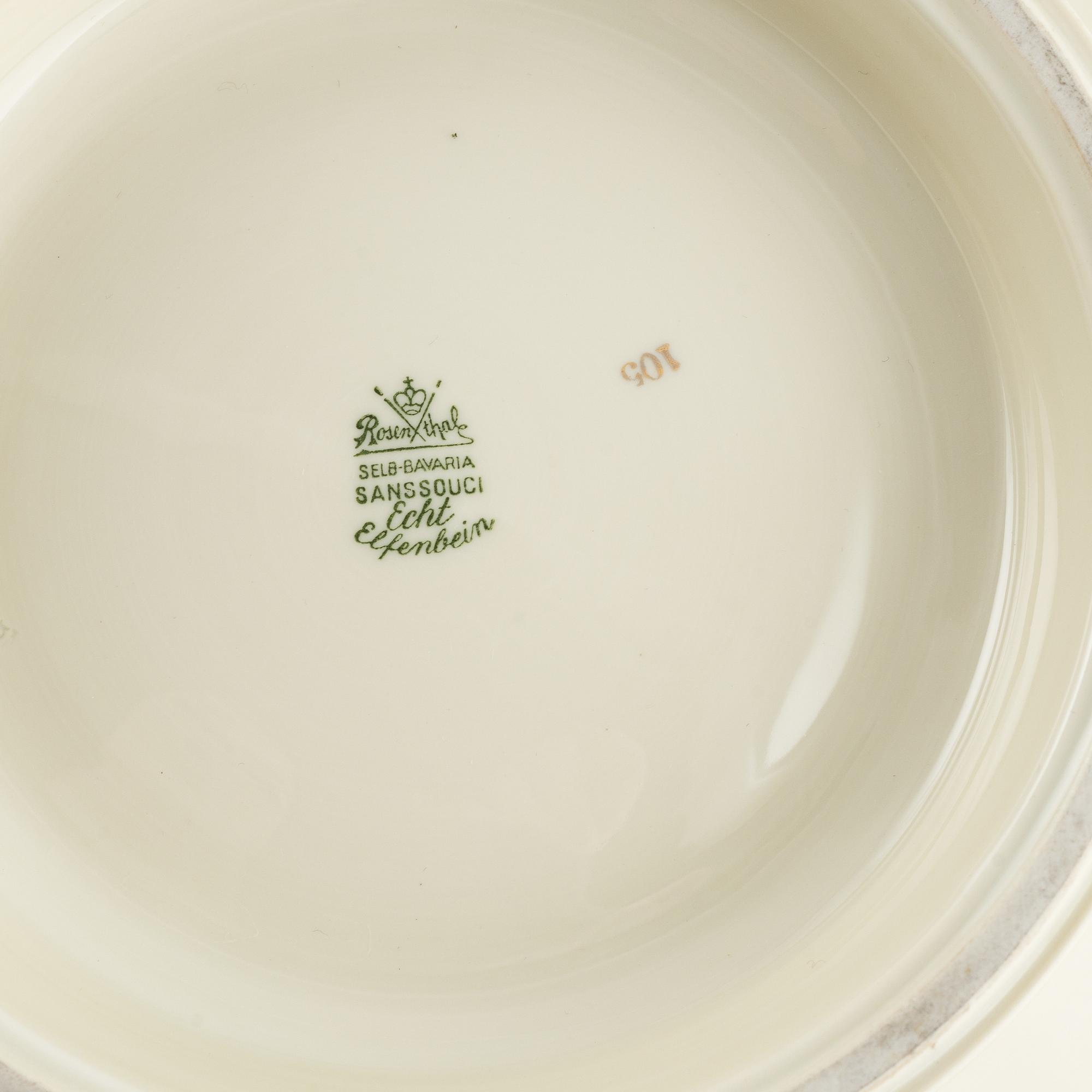 Matservis, 102 delar, porslin, "Sanssouci", Rosenthal, Tyskland.