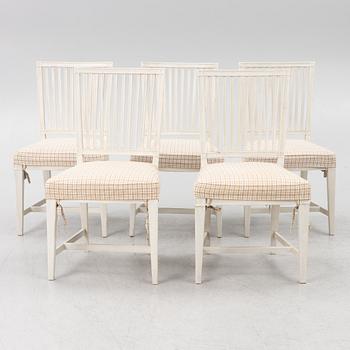 Five late Gustavian chairs, circa 1800.