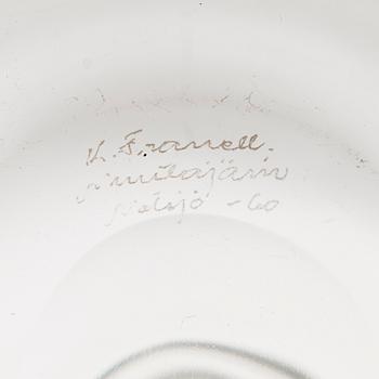 A decanter 'The Bells of Kremlin', signed K. Franck, Nuutajärvi, Notsjö -60.