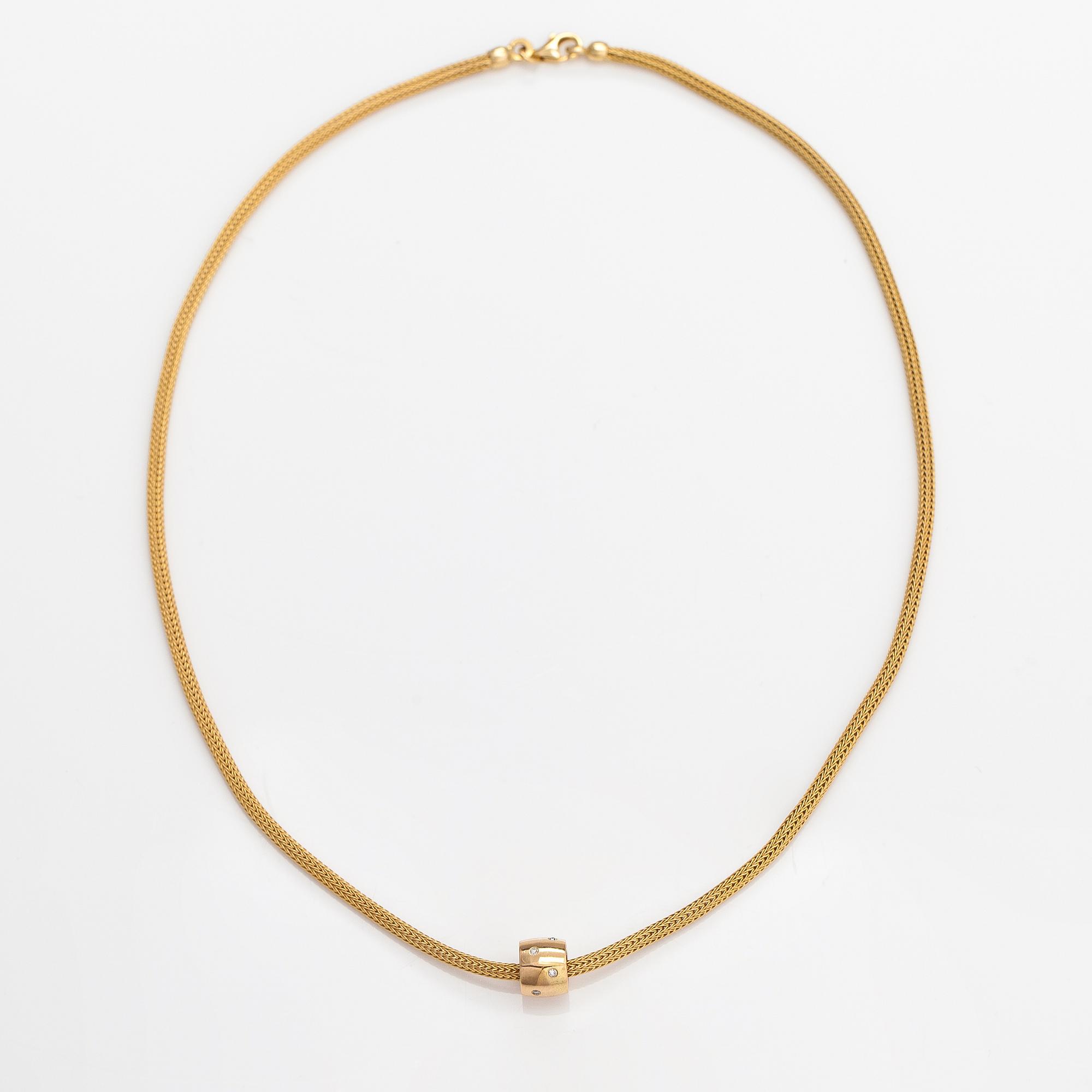 Halsband, 14K guld, diamanter ca 0.04 ct tot. Karl Sandberg, Helsingfors 2000.