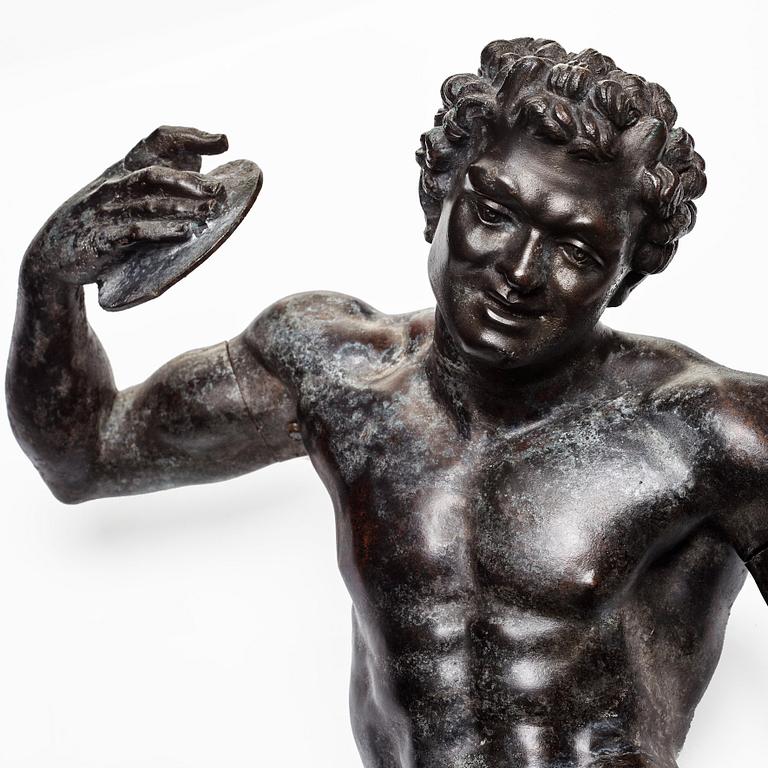 SCULPTURE, probably Italy 18th Century. Satyr with cymbals.