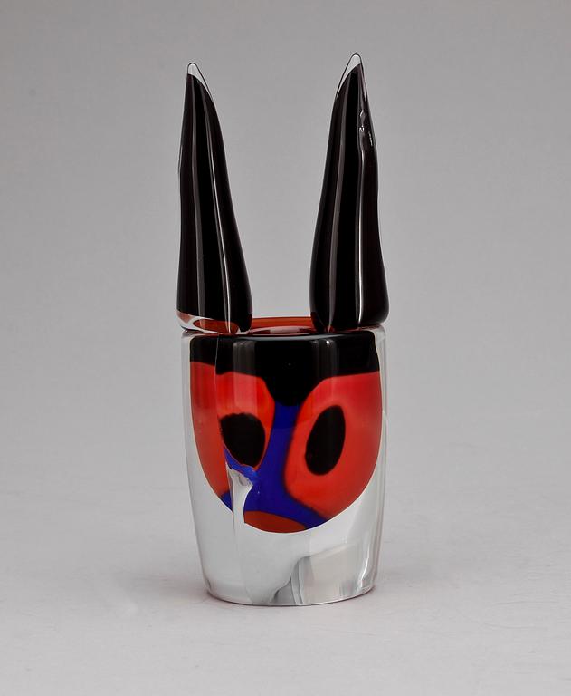 SKULPTUR, glas, Erik Höglund, Strömbergshyttan, sign och numr.