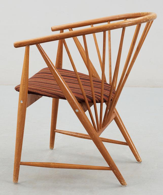 KARMSTOL, "Solfjädern", Sonna Rosén, Nässjö Stolfabrik, formgiven 1948.