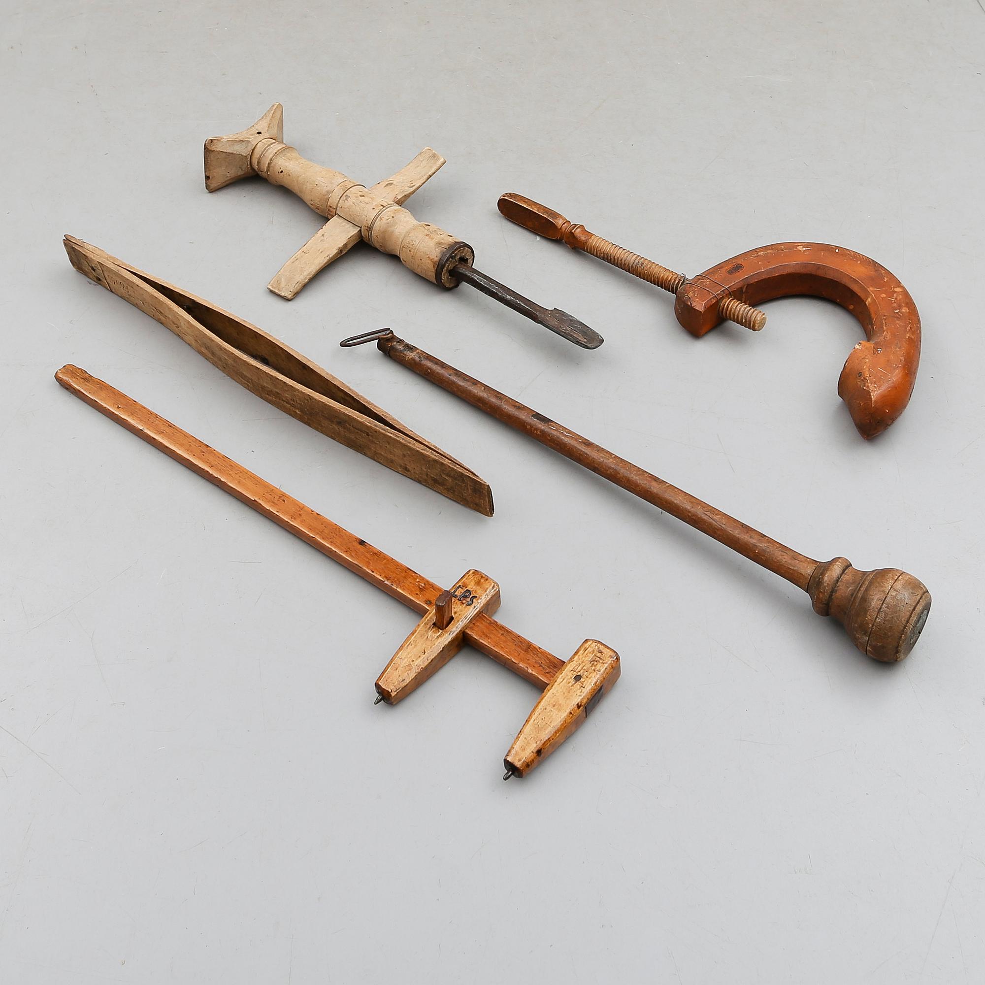 REDSKAP, 5 delar, allmoge, 1700/1800-tal.