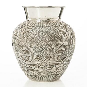 A Rococo style silver vase, 20th century.
