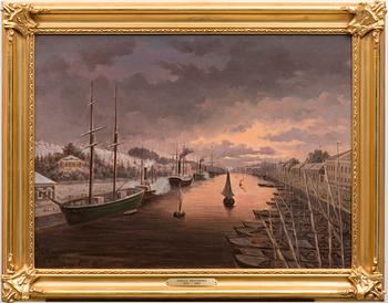 JOHAN JAKOB REINBERG, "A view of the river Aura in Turku".