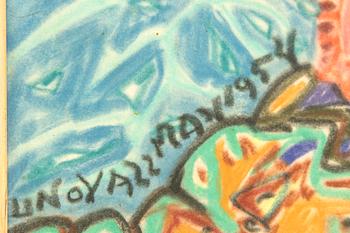 Uno Vallman, pastell drawing, signed and dated 1954.